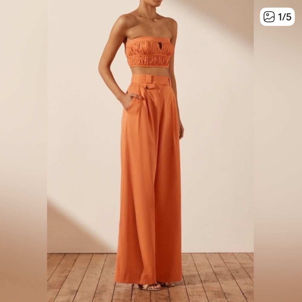 Shona Joy Top and Wide Leg Pants Set in Burnt Orange
